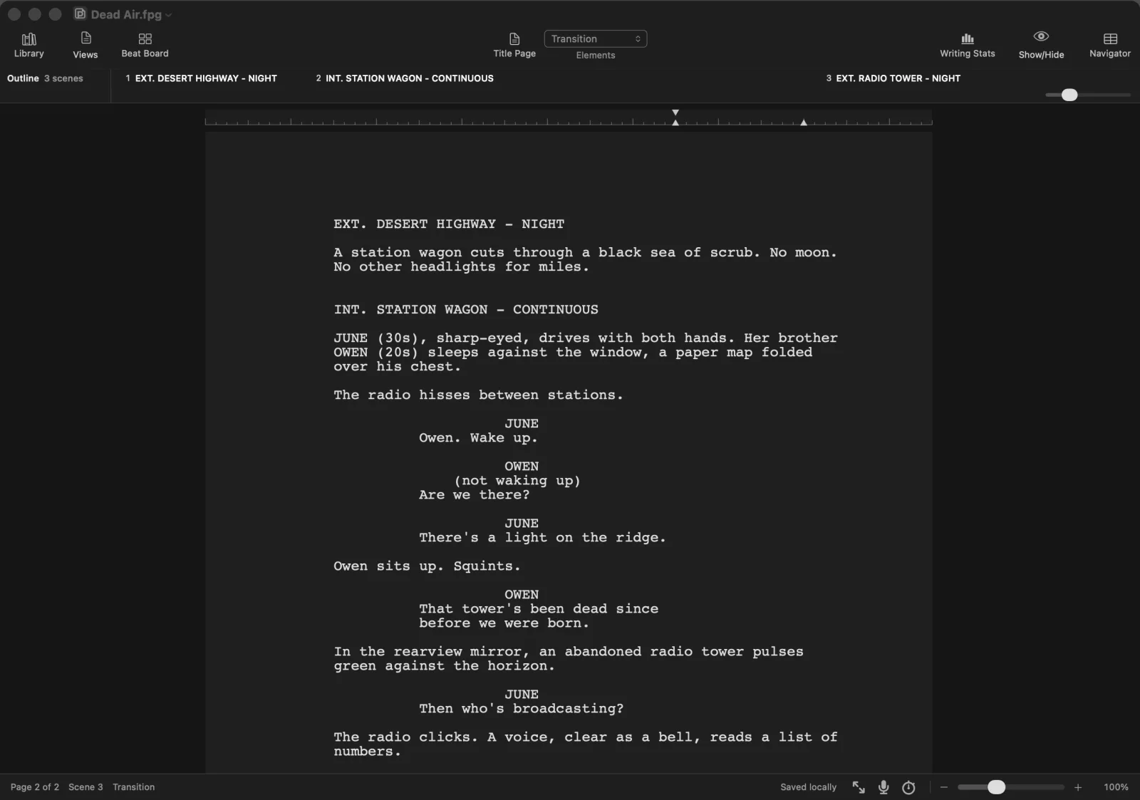 First Page for Mac in dark mode